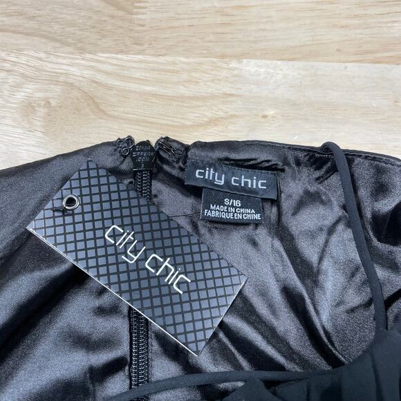 City Chic NWT Entwine Tulip Drape Maxi Dress Black Size 16 V-Neck Off Shoulder - Picture 5 of 13